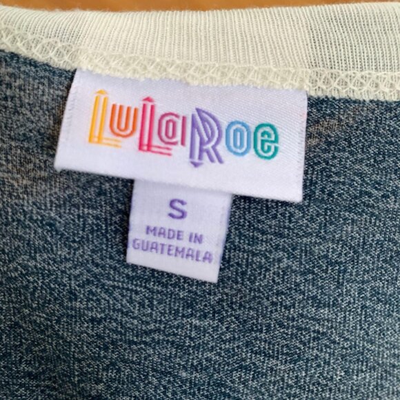 LuLaRoe Randy Baseball Tee Blue & Cream Raglan Sleeve Womens Small - Picture 4 of 5